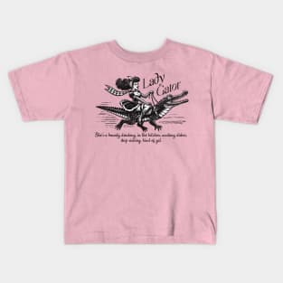 Retro Lady Gator Dwellers Kids T-Shirt